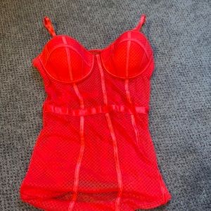 Gorgeous red sleep dress lace see through size L